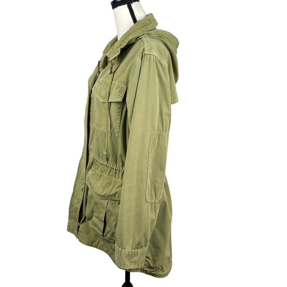 J.Crew Women's Utility Jacket Large Olive Green Military Hooded Full Zip Cotton - Picture 7 of 14